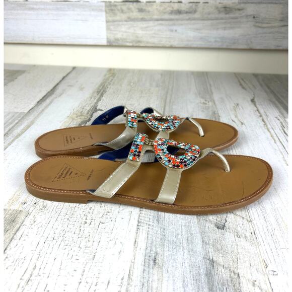 Valentina Rangoni Women’s 9.5 Multicolor Leather Beaded Designer Slip-On Sandals - Picture 4 of 8